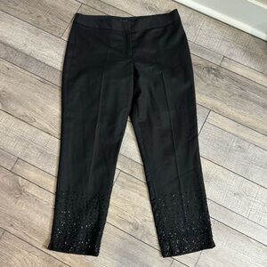 Talbots Black Wool Blend Lined Beaded Ankle Pants - 10 Petite - NWOT